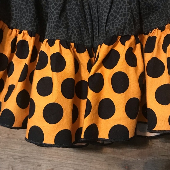 Sweet Chick-a-Dee Boutique orange black polka dot fall Halloween twirl s… - Picture 3 of 4